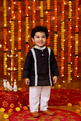 fashionlab Boys Festive & Party, Wedding Kurta and Pyjama Set(Red Pack of 1)