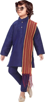 AL BAYDAR FASHION Boys Wedding Kurta and Churidar Set(Dark Blue Pack of 1)