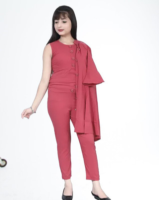 MYKUKI Girls Festive & Party Angarkha, Dhoti & Dupatta Set(Pink Pack of 1)