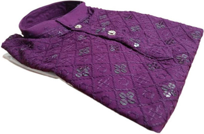 SHRISTIKIDS Baby Boys Festive & Party Kurta and Pyjama Set(Purple Pack of 1)