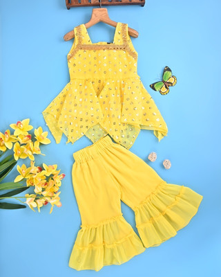 MYTEX FASHION Baby Girls Festive & Party Kurta and Pyjama Set(Yellow Pack of 1)