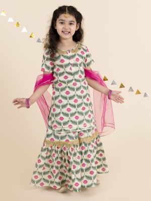 Pspeaches Girls Festive & Party Kurta and Palazzo Set(Multicolor Pack of 1)