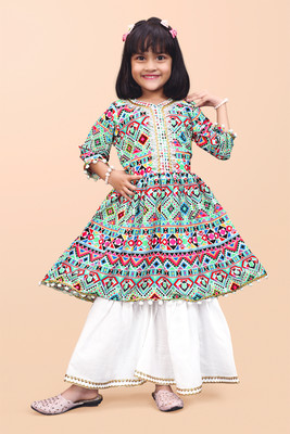 Agnivesha Girls Festive & Party Kurta and Palazzo Set(Multicolor Pack of 1)