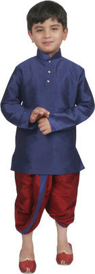 SG YUVRAJ Boys Festive & Party Kurta and Dhoti Pant Set(Blue Pack of 1)