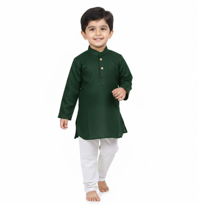 PARROT COLLECTION Baby Boys Wedding Kurta and Pyjama Set(Green Pack of 1)