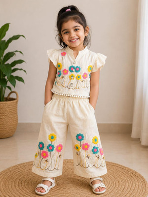AJFASHION Girls Festive & Party Kurta and Palazzo Set(Multicolor Pack of 1)