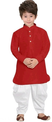 Tasrika Baby Boys Festive & Party Kurta and Dhoti Pant Set(Red Pack of 1)