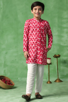 Sangria Boys Festive & Party Kurta and Pyjama Set(Maroon Pack of 1)