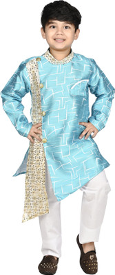 new gen Baby Boys Festive & Party, Wedding Kurta and Pyjama Set(Light Blue Pack of 2)