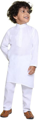 Kolva Boys Festive & Party Kurta and Pyjama Set(White Pack of 1)