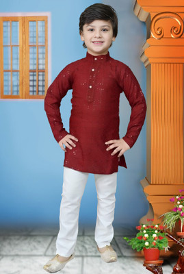 Go Berry Boys Festive & Party Kurta and Pyjama Set(Multicolor Pack of 1)