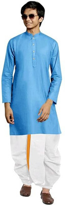 DIAMOND CLUSTER Boys Festive & Party Dhoti & Kurta Set(Light Blue Pack of 1)