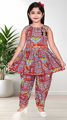 JMD Creation Girls Festive & Party Kurta and Dhoti Pant Set(Multicolor Pack of 1)