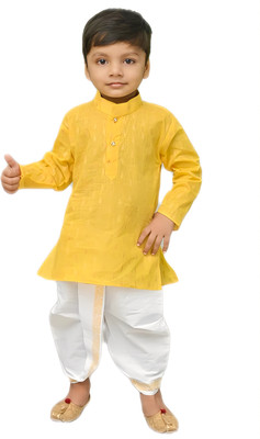 Alexa Creation Baby Boys Festive & Party Dhoti & Kurta Set(Yellow Pack of 1)