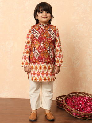 Readiprint Fashions Boys Festive & Party Kurta and Pyjama Set(Maroon Pack of 1)