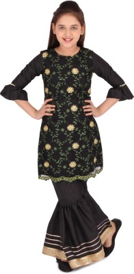 Cutecumber Girls Casual Kurta and Palazzo Set(Black Pack of 1)