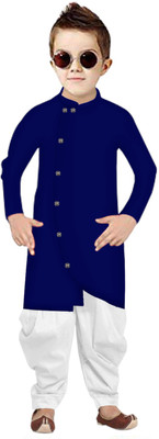 ZEDIN Boys Festive & Party Dhoti & Kurta Set(Blue Pack of 1)