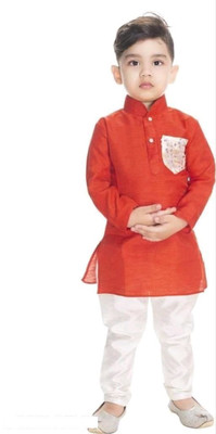 Elegant Attire Boys Festive & Party Kurta and Pyjama Set(Red Pack of 1)