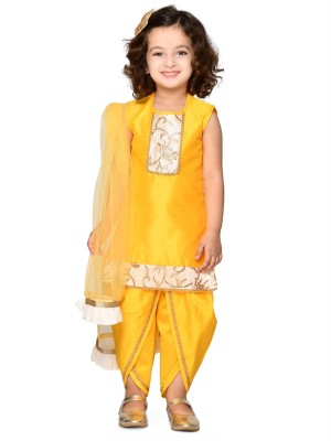 Tasrika Girls Casual Dhoti & Kurta Set(Yellow Pack of 3)