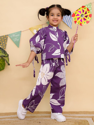 PAVITRA Girls Casual, Festive & Party, Formal, Wedding Kurta and Pyjama Set(Purple Pack of 1)