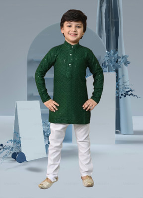 Go Berry Boys Festive & Party Kurta and Pyjama Set(Multicolor Pack of 1)