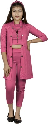 MYKUKI Girls Festive & Party Blazer, Shirt and Trouser Set(Pink Pack of 1)