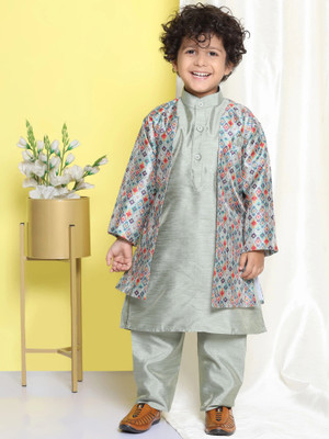 AJ Dezines Boys Festive & Party, Wedding Kurta, Waistcoat and Pyjama Set(Green Pack of 1)