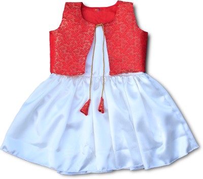 MVD Fashion Girls Festive & Party Shirt & Waistcoat Set(Red Pack of 1)