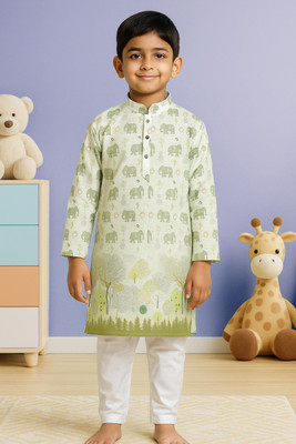 Take Style Boys Festive & Party, Wedding Kurta and Pyjama Set(Green Pack of 1)