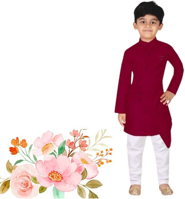 VDC FASHION TREND Baby Boys Festive & Party Kurta and Pyjama Set(Maroon Pack of 1)