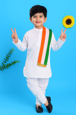 Shine Club Boys Festive & Party Kurta and Pyjama Set(White Pack of 1)