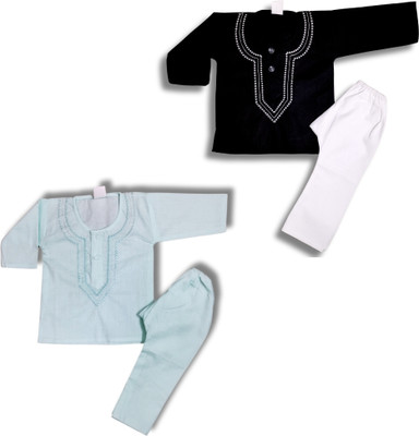 Shiv Baby Boys Casual Kurta and Pyjama Set(Light Green Pack of 2)