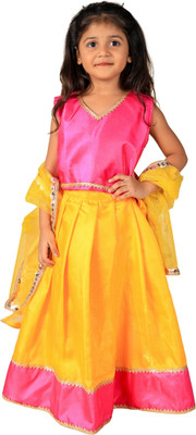 Vaanee Designz Baby Girls Festive & Party Top and Skirt Set(Pink Pack of 1)