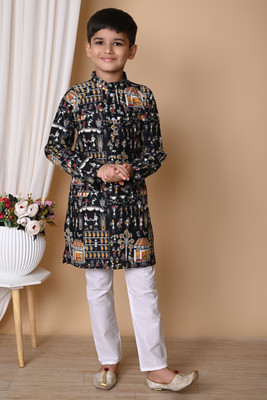 KL Collection Boys Festive & Party Kurta and Pyjama Set(Multicolor Pack of 1)