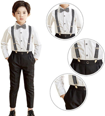 ULTRINA Baby Boys Party(Festive) Shirt Pant, Suspenders, Bow Tie(WHITE)