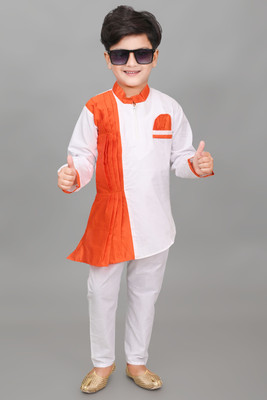 NFC FASHIONS Boys Casual Kurta and Pyjama Set(White Pack of 1)