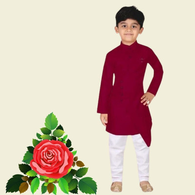 VC FASHION TREND Baby Boys Festive & Party Kurta and Pyjama Set(Maroon Pack of 1)