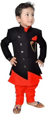 Fashiva Baby Boys Festive & Party Sherwani and Churidar Set(Red Pack of 1)