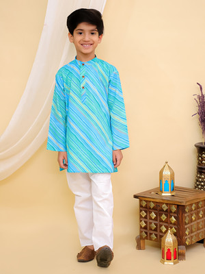 Superminis Boys Festive & Party Kurta and Pyjama Set(Light Blue Pack of 1)