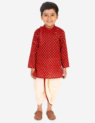 Superminis Baby Boys Festive & Party Kurta and Pyjama Set(Maroon Pack of 1)