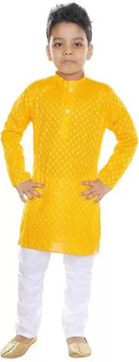 R KAY FASHIONS Boys Festive & Party Kurta and Pyjama Set(Orange Pack of 1)