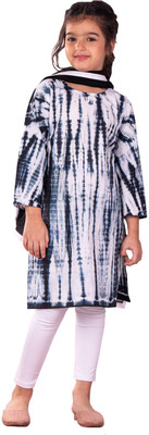 jbn CREATION Girls Casual Kurti, Legging and Dupatta Set(Black Pack of 1)