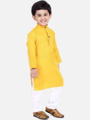 VDC CREATIONS Baby Boys Festive & Party Kurta and Pyjama Set(Yellow Pack of 1)