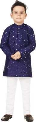 BURBN Boys Festive & Party Kurta and Pyjama Set(Dark Blue Pack of 2)