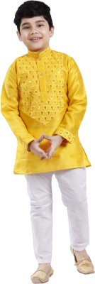 new gen Boys Casual, Festive & Party, Wedding Kurta and Pyjama Set(Yellow Pack of 1)