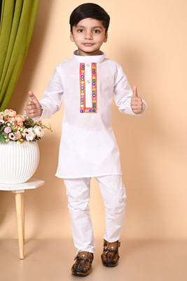 BAPITEXTILE Boys Festive & Party Kurta and Pyjama Set(White Pack of 1)