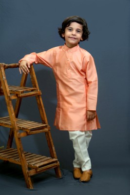 AHHAAAA Boys Festive & Party Kurta and Breeches Set(Pink Pack of 1)