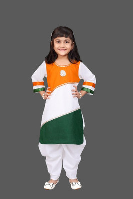 ALMS TRENDZ Baby Girls Festive & Party Dhoti & Kurta Set(White Pack of 1)