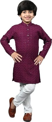 RMV International Boys Festive & Party Kurta and Pyjama Set(Purple Pack of 1)