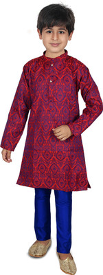 Vanraj Boys Festive & Party Kurta and Pyjama Set(Blue Pack of 1)